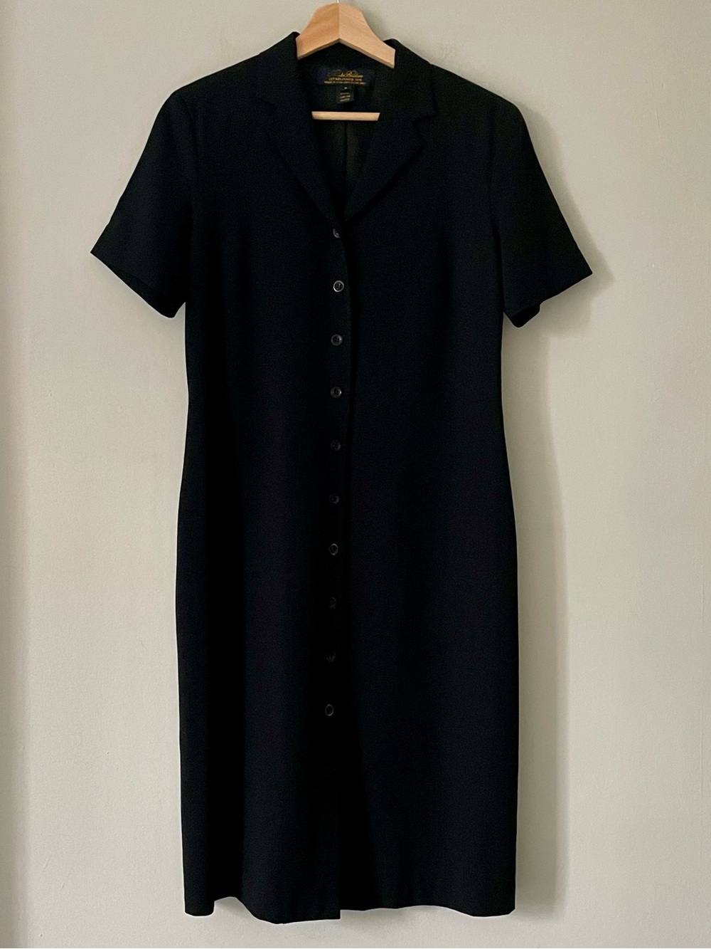 Brooks Brothers Wool Black Short-Sleeve Button-Front Dress
